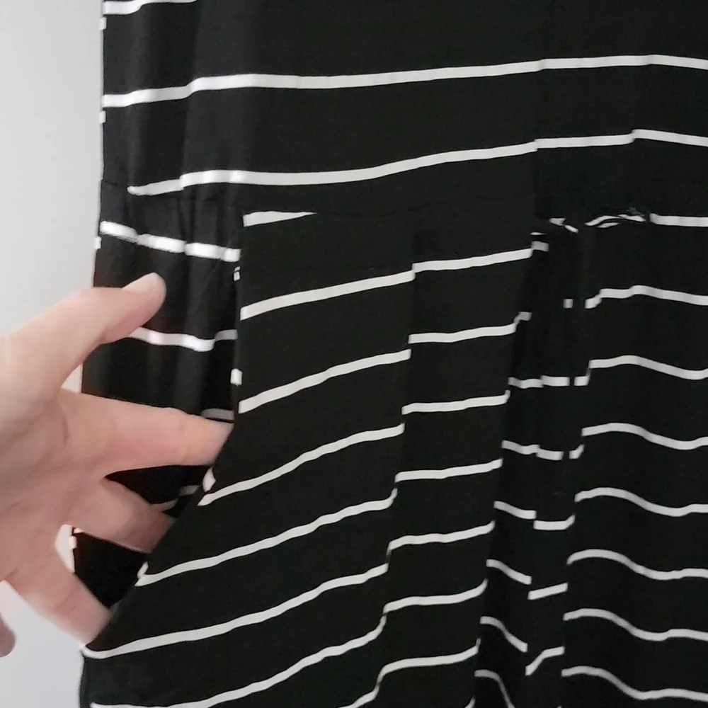 SOLD - NWT Black and White Striped Jumpsuit - Picture 2 of 7